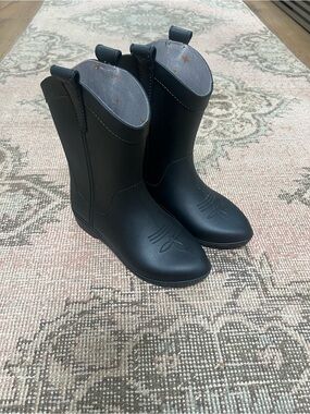 Dakota Ridge Black Cowgirl Mid-Calf Rain Boots Size 1 NEW !!! so cute
